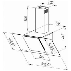 Zigmund & Shtain K 150.9 B Вытяжка, ширина - 90 см. Цвет - чёрное стекло, Производительность, куб.м/час 1100, Сенсорное управление + жестами, Инновационная RGB-подсветка с пультом д/у