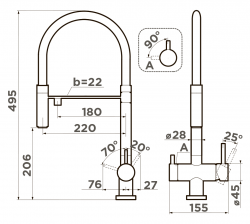 Смеситель OMOIKIRI KANTO-GM-BL Подключение к фильтру.