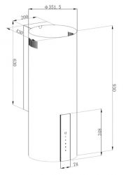 KORTING KHC 35969 DN Cylinder Цилиндрическая вытяжка, ширина 35 см., производительность 900 м3/час, цвет - чёрный