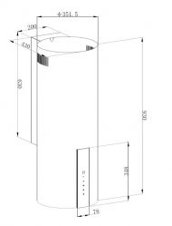 KORTING KHC 35969 DX Cylinder Цилиндрическая вытяжка, ширина 35 см., производительность 900 м3/час, цвет нерж сталь