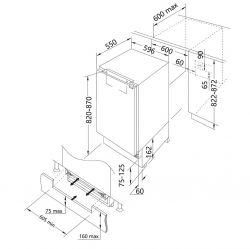 KORTING KSI 8159 Встраиваемый холодильник с морозильной камерой под столешницу. ИНВЕРТОРНЫЙ компрессор, эл. управление.