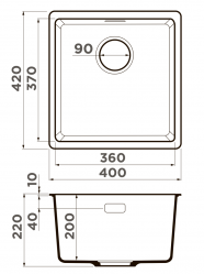Кухонная мойка Omoikiri KATA 40-U-ES материал Artgranit. монтаж под столешницу