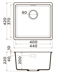 Кухонная мойка Omoikiri KATA 44-U-WH Материал Artgranit. Монтаж под столешницу