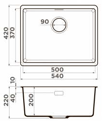 Кухонная мойка Omoikiri KATA 54-U-WH Материал Artgranit. Монтаж под столешницу