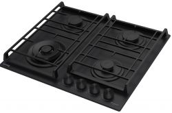 KORTING HG 6235 CTN Газовая варочная поверхность 60 см, 4 высокоэффективные конфорки, WOK- сверхмощная конфорка, газ контроль, эл. поджиг, чугунные держатели, цвет матовый чрный