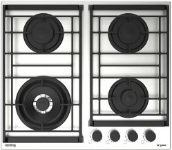 KORTING HG 6235 CTX Газовая варочная поверхность 60 см, 4 высокоэффективные конфорки, WOK- сверхмощная конфорка, газ контроль, эл. поджиг, чугунные держатели, цвет нерж. сталь