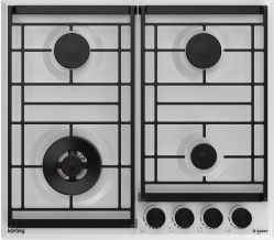 KORTING HG 6302 CTW Газовая варочная поверхность 60 см, 4 высокоэффективные конфорки, WOK- сверхмощная конфорка, газ контроль, эл. поджиг, чугунные держатели, цвет Белый