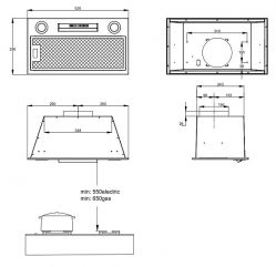 KORTING KHI 6755 X Полностью встраиваемая вытяжка, 800 м3/ч, таймер,ширина 52 см, цвет - нерж. сталь