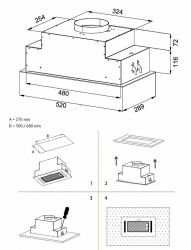 KORTING KHI 6765 GN Полностью встраиваемая вытяжка, сенсорное управление, 550 м3/ч, таймер, пульт д/у, ширина 52 см, цвет - чёрное стекло