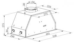 KORTING KHI 6892 DGN Полностью встраиваемая вытяжка, Функция управления жестами,сенсорное управление, таймер, 900 м3/ч, ширина 52 см, цвет - чёрное стекло