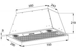 KORTING KHI 9755 N Полностью встраиваемая вытяжка, электронное управление, таймер, 800 м3/ч, ширина 70 см, цвет - чёрный
