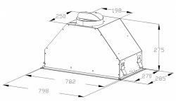 KORTING KHI 9828 GN Полностью встраиваемая вытяжка, сенсорное управление, таймер, 800 м3/ч, ширина 80 см, цвет - чёрное стекло