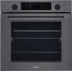 KORTING OKB 6071 CBX Духовой шкаф. 7 режимов нагрева, каталитическая очистка c паром + эмаль, телескоп. напрвл.1 уровень, доводчик двери,Объем (л): 69, цвет: Чёрная нерж. сталь