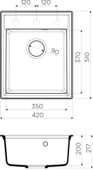 Кухонная мойка Omoikiri Daisen 42-ES Материал - Artgranit. Накладной монтаж.