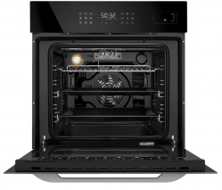 MAUNFELD EOEH7615STB Шкаф духовой электрический с паром, сенсорное управление, 9 режимов, 2-х уровневые телескопические направляющие, цвет чёрный