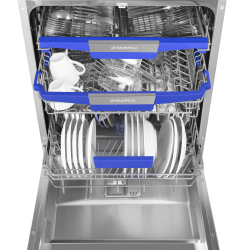 MAUNFELD MLP60230 Light Beam Wi-Fi INVERTER, Посудом. машина 60 см. A+++, 8 прогр., третий уровень, LED освещ., 14 компл., Луч на полу, 1/2 загрузки, Aqua Stop, Wi Fi, Автоматич.открывание двери, двузонная мойка