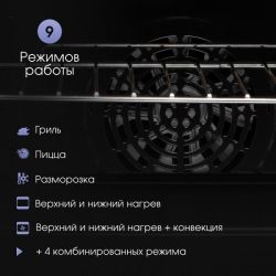 Zigmund & Shtain E 177 B Духовой шкаф. Сенсорное управление, телескопические напр., 9 режимов, класс энергопотребления А, тангенциальное охлаждение, цвет - чёрный