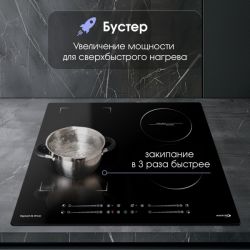 Zigmund & Shtain CI 49.6 B Индукционная варочная поверхность, INVERTER, технология постоянного нагрева, флекс зона, ширина 60 см.