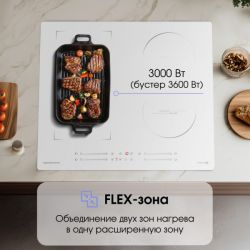 Zigmund & Shtain CI 49.6 W Индукционная варочная поверхность, INVERTER, технология постоянного нагрева, флекс зона, ширина 60 см.