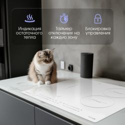 Zigmund & Shtain CI 49.6 W Индукционная варочная поверхность, INVERTER, технология постоянного нагрева, флекс зона, ширина 60 см.