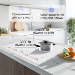Zigmund & Shtain CI 29.6 W Индукционная варочная поверхность, INVERTER технология постоянного нагрева, две зоны FLEX, Ширина - 60 см.