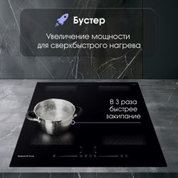 Zigmund & Shtain CI 62.6 B Индукционная варочная поверхность, INVERTER, технология постоянного нагрева, две зоны FLEX, Ширина - 60 см.