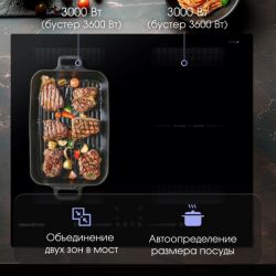 Zigmund & Shtain CI 62.6 B Индукционная варочная поверхность, INVERTER, технология постоянного нагрева, две зоны FLEX, Ширина - 60 см.