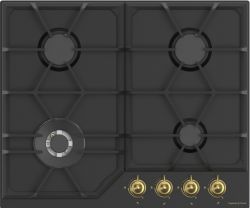 Zigmund & Shtain G 19.6 B Газовая варочная поверхность. ширина - 60 см. Цвет - антрацит, регуляторы - золото