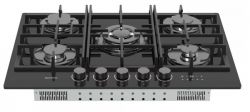 Zigmund & Shtain M 29.7 B Газовая варочная поверхность, 5 конфорок, LED индикация перключателей, Таймер, блокировка, Ширина - 70 см. Закалённое стекло Цвет - чёрный.