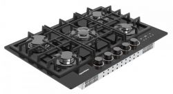 Zigmund & Shtain M 29.7 B Газовая варочная поверхность, 5 конфорок, LED индикация перключателей, Таймер, блокировка, Ширина - 70 см. Закалённое стекло Цвет - чёрный.