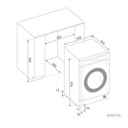 Zigmund & Shtain BWM 05 Встраиваемая стиральная машина с Сушкой. ИНВЕРТОРНЫЙ мотор, Сенсорное упр., Загрузка до 8 кг, сушка - 5 кг.,макс. отжим 1400 об., пр-во Турция