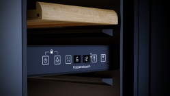 Kuppersbusch FWKU 1531.0 S Винный шкаф под столешницу, чёрное стекло, без ручки, вместимость 17 бутылок,2 температурные зоны, ширина - 30 см.