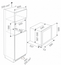 Kuppersbusch FWK 6862.0 S Винный шкаф, чёрное стекло, без ручки, вместимость 30 бутылок, 2 температурные зоны, высота -60 см.