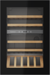 Kuppersbusch FWK 2852.0 S Винный шкаф, без ручки, Вместимость: 52 бутылки, 2 температурные зоны, чёрное стекло, высота 88 см.