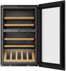Kuppersbusch FWK 2852.0 S Винный шкаф, без ручки, Вместимость: 52 бутылки, 2 температурные зоны, чёрное стекло, высота 88 см.