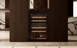 Kuppersbusch FWK 2852.0 S Винный шкаф, без ручки, Вместимость: 52 бутылки, 2 температурные зоны, чёрное стекло, высота 88 см.