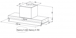Kuppersberg NANCY S 60 Black Встраиваемый вытяжной блок, Стеклянный откидной козырёк, кширина 60 см. Производительность 1600 м3/час