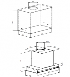 Kuppersberg INBLADE 60 B Встраиваемый вытяжной блок, ширина 60 см., скеклянный экран, Сенсорное упр., Производительность 780 м3/час
