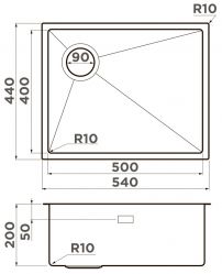 Кухонная мойка OMOIKIRI Taki 54-U/IF-L Side SF IN Сливное отверстие смещено в угол чаши. Монтаж под столешницу / накладной / заподлицо