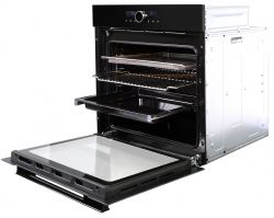 KORTING OKB 8731 CPGN Духовой шкаф. Управление: два дисплея + поворотный регулятор Jog Dial Стеклянная ручка со световой индикацией нагрева, LED дисплей, Функция AIR FRY, 11 режимов нагрева, Плавное откр. и закрыв. дверцы, Цвет - чёрный Total Black