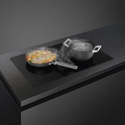 Smeg HOBD382MB2  Индукционная варочная панель со встроенной вытяжкой, 80 см, Multizone, прямой край, чёрный матовый