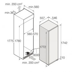 Asko RBF576DND1  Встраиваемый морозильник, сенсорное управление, Полноцветный TFT-дисплей  Система NoFrost, Жесткое крепление мебельных фасадов, шарнир с доводчиком, высота - 177 см.