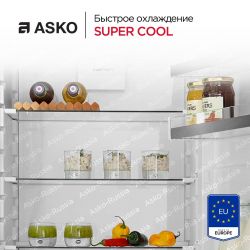 Asko RBR576DNC1 Встраиваемая холодильная камера, Зона свежести, сенсорное управление, Полноцветный TFT-дисплей, Задняя стенка - металл, Жесткое крепление мебельных фасадов, шарнир с доводчиком, высота - 177 см