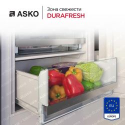 Asko RBR576DNC1 Встраиваемая холодильная камера, Зона свежести, сенсорное управление, Полноцветный TFT-дисплей, Задняя стенка - металл, Жесткое крепление мебельных фасадов, шарнир с доводчиком, высота - 177 см