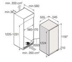 Asko RFB31231EI Встраиваемый холодильник с морозильником, электронное управление, жсткое крепление фасадов, высота - 122 см.