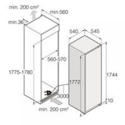 Asko RFB31831EI Встраиваемый однодверный холодильник с морозильником, электронное управление, Жесткое крепление мебельных фасадов, шарнир с доводчиком, высота - 177 см.