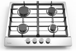 HEG 633 X Газовая варочная панель, эл. поджиг, газконтроль, чугунные решётки, цвет - нерж. сталь