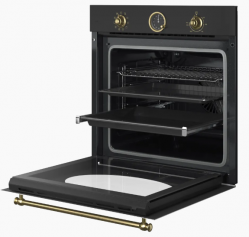 KUPPERSBERG SR 610 ANT Bronze Духовой шкаф, 10 режимов, Телескопические направляющие, Объем духового шкафа, л 80, цвет - антрацит, фурнитура, бронза.