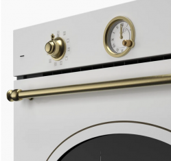 KUPPERSBERG SR 610 W Bronze Духовой шкаф, 10 режимов, Телескопические направляющие, Объем духового шкафа, л 80, цвет - белый, фурнитура, бронза.