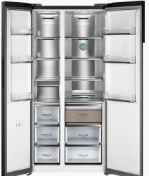 KUPPERSBERG RFSN 1990 BG Холодильник Side by Side, Total No Frost,  Габариты (ВхШxГ): 191,2х91,1х60 см, Инверторный компрессор,Общий объем 602 л., Сенсорное управление, LED дисплей, Цвет Чёрный, метериал - стекло